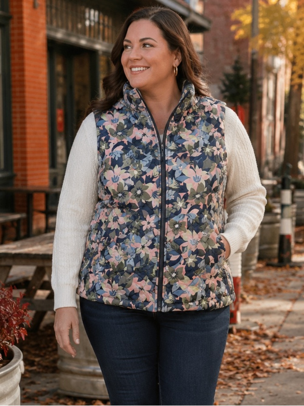 Vera Bradley Rose Camo Floral Quilted Puffer Vest Women's 3XL NWT Fleece Lined